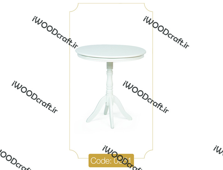 میز خاطره گرد مدل 0051 نگین چوب صفحه MDF پایه چوب رنگی