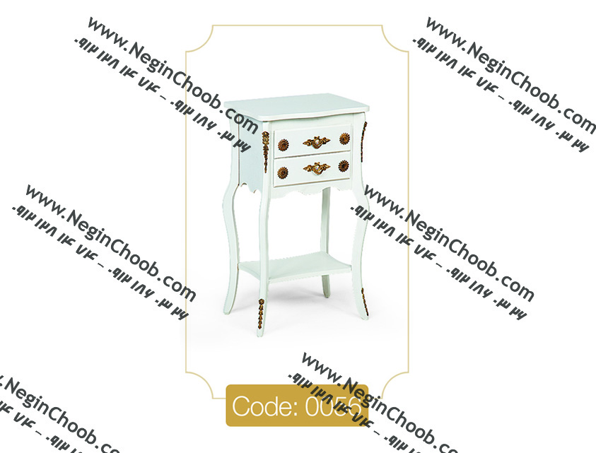 میز تلفن مدل 0056 نگین چوب صفحه MDF پایه چوب رنگی