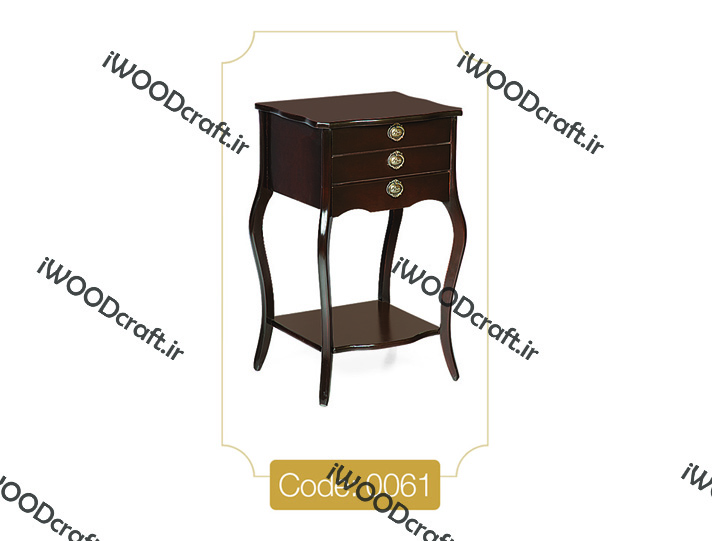 میز تلفن مدل 0061 نگین چوب صفحه MDF پایه چوب رنگی