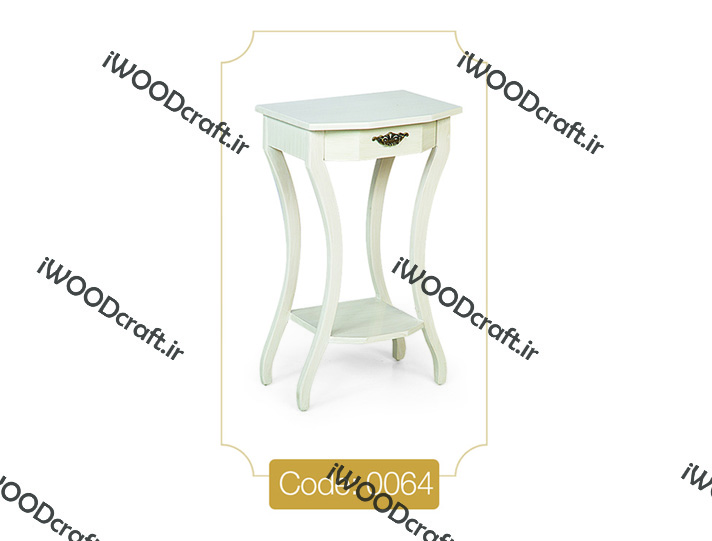 میز تلفن مدل 0064 نگین چوب صفحه MDF پایه چوب رنگی