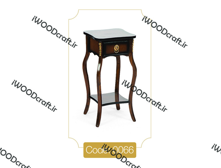 میز تلفن مدل 0066 نگین چوب صفحه MDF پایه چوب رنگی