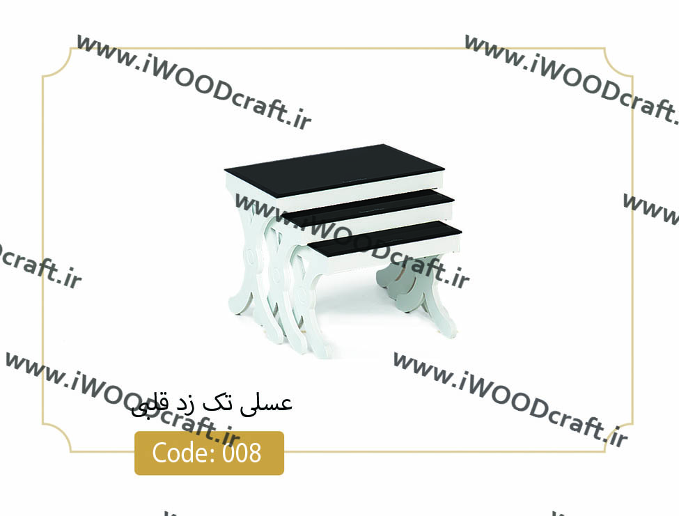 میز عسلی زد قلبی کد 008 نگین چوب صفحه شیشه سکوریت بدنه MDF رنگی